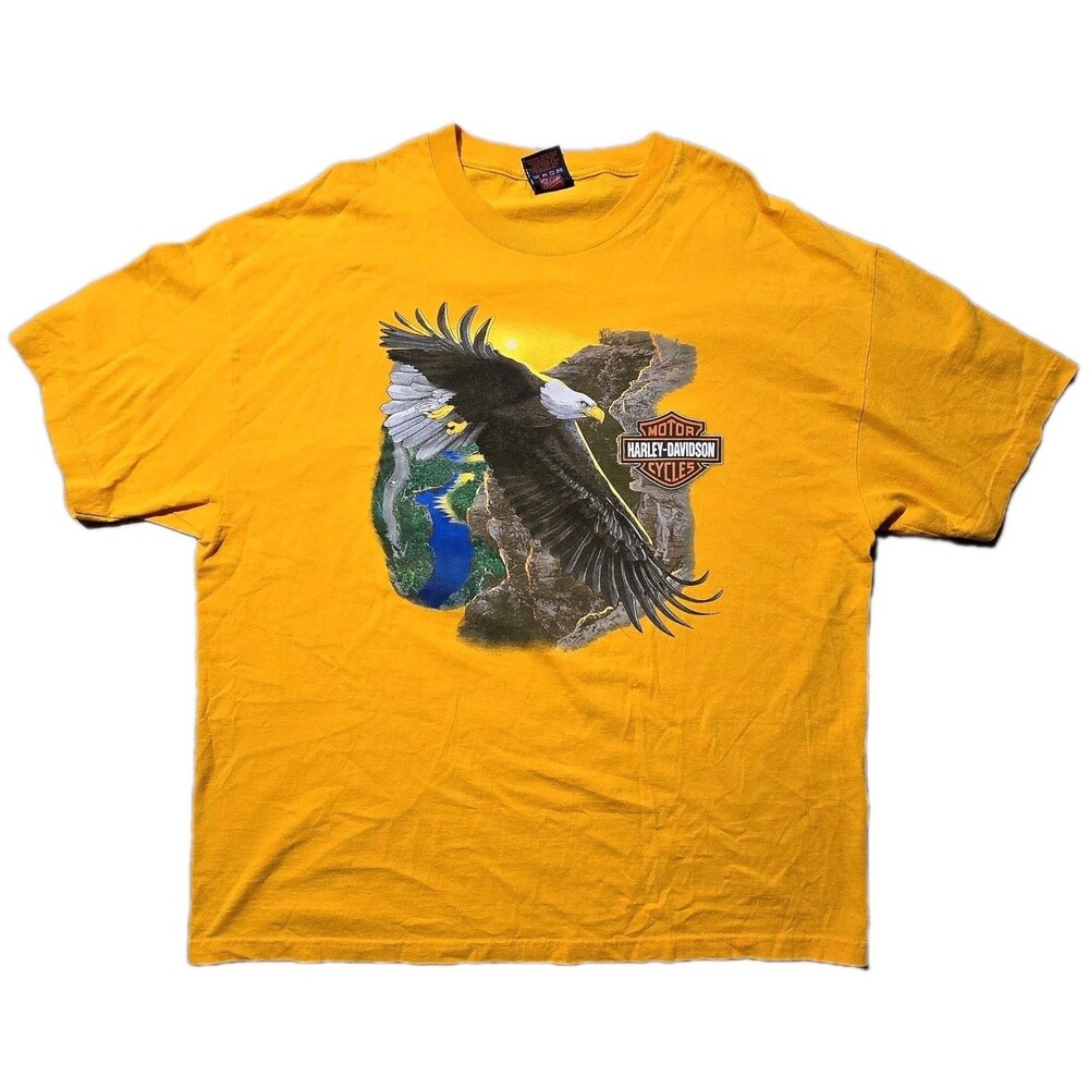 Harley Davidson Shirt Mens 2X Panama City Beach FL Orange Eagle Double Sided
